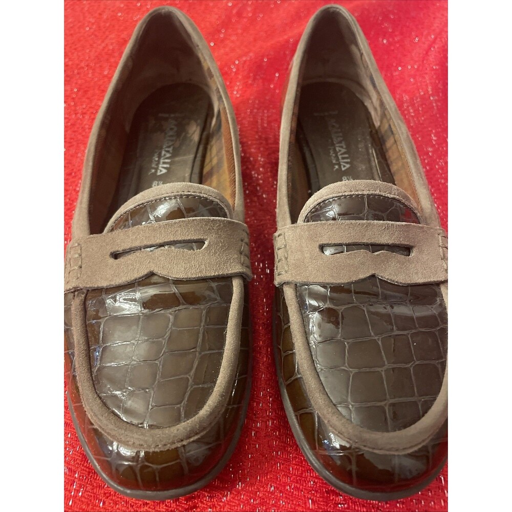 Aquatalia Women's Penny Loafers Size 8.5 Made in Italy Snake Print Look